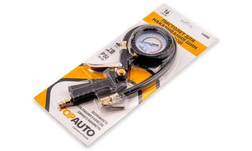 Пистолет для накачки шин TopAuto, с аналоговым манометром до 16атм, арт. 14450