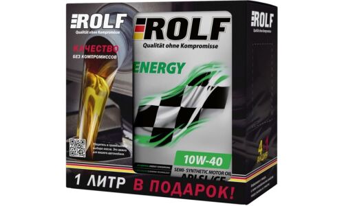 Масло моторное Rolf Energy 10w40, полусинтетическое, API SL/CF, ACEA A3/B4, универсальное, промопак 4+1л, арт. 322320