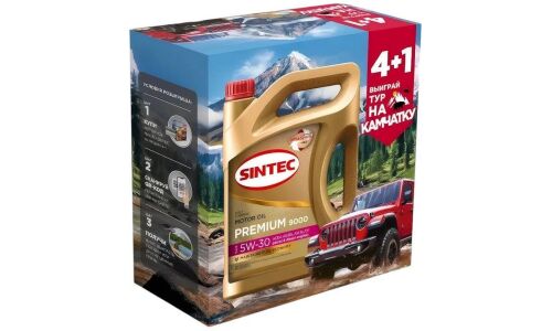 Масло моторное Sintec Premium 9000 5w30, синтетическое, API SL/CF, ACEA A5/B5, универсальное, промопак 4+1л, арт. 103309