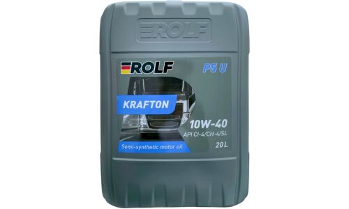 Масло моторное Rolf Krafton P5 U 10w40, полусинтетическое, API SL/CI-4, ACEA E7, для дизельного двигателя, 20л, арт. 101070