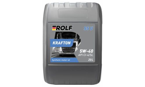 Масло моторное Rolf Krafton S5 U 5w40, синтетическое, API CI-4/SL, ACEA E7, для дизельного двигателя, 20л, арт. 103023