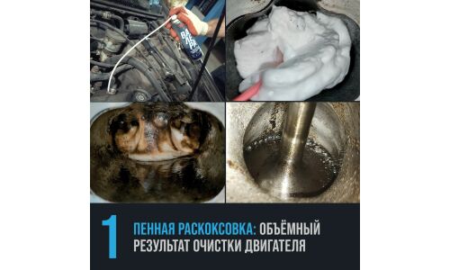 Набор для полной раскоксовки двигателя ВМПАвто, в 3 этапа (пенная раскоксовка, раскоксойл, Resurs Next), арт. 8512