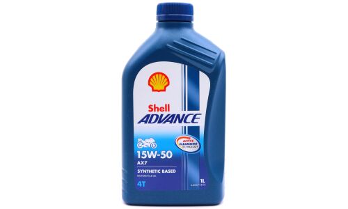 Масло для мотоциклов Shell Advance 4T AX7 15w50, синтетическое, API SM, JASO MA2, 4-тактное, 1л, арт. 550053817