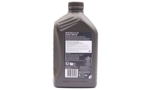 Масло для мотоциклов Shell Advance 4T Ultra 10w40, синтетическое, API SN, JASO MA2, 4-тактное, 1л, арт. 550053785