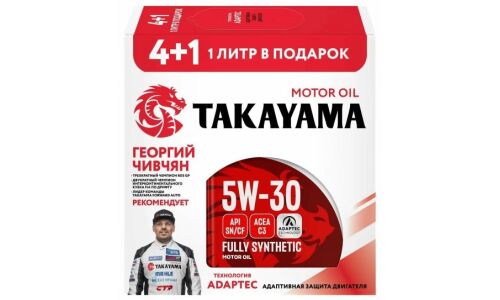 Масло моторное Takayama Adaptec 5w30, синтетическое, API SN/CF, ACEA C3, универсальное, промопак 4+1л, арт. 102040