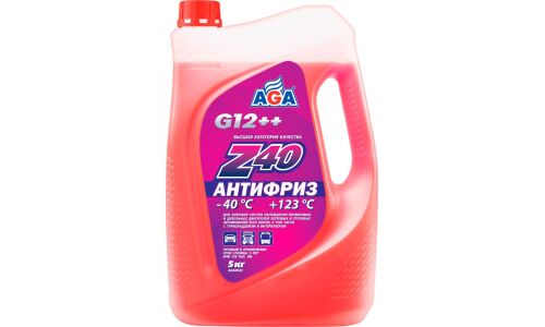 Антифриз AGA Z40, G12++, красный, -40°C, 5кг, арт. AGA002Z