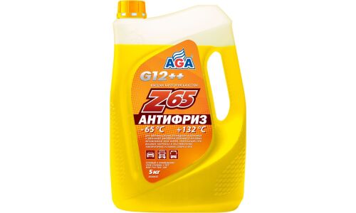 Антифриз AGA Z65, G12++, жёлтый, -65°C, 5кг, арт. AGA043Z