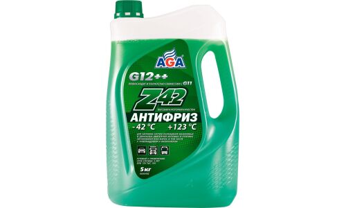 Антифриз AGA Z42, G12++, зелёный, -42°C, 5кг, арт. AGA049Z