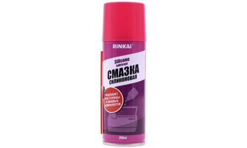 Смазка аэрозольная Rinkai Silicone Lubricant для металлических, пластиковых и резиновых изделий, силиконовая, баллон 200мл (+трубка), арт. RC1011