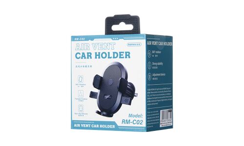 Держатель для телефона Remax Air Vent Car Holder, в дефлектор, поворотный, чёрный, арт. RM-C02