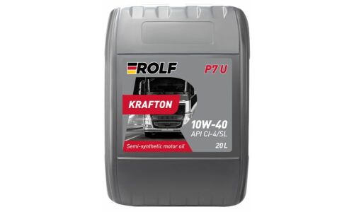 Масло моторное Rolf Krafton P7 U 10w40, полусинтетическое, API CI-4/SL, ACEA E4/E7, для дизельного двигателя, 20л, арт. 100471