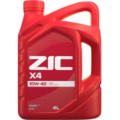 Масло моторное ZIC X4 10w40, полусинтетическое, API SN, для бензинового двигателя, 4л, арт. 162766