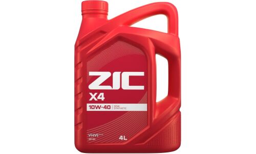 Масло моторное ZIC X4 10w40, полусинтетическое, API SN, для бензинового двигателя, 4л, арт. 162766