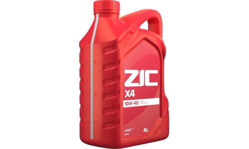 Масло моторное ZIC X4 10w40, полусинтетическое, API SN, для бензинового двигателя, 4л, арт. 162766
