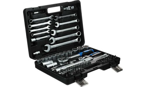 Набор инструментов Рокот, с трещоткой, под размеры 1/2, 1/4", комплект 83 предмета, арт. 736-123