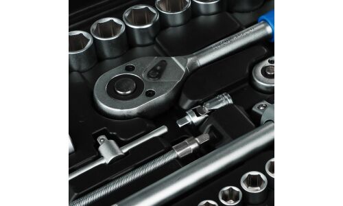 Набор инструментов Рокот, с трещоткой, под размеры 1/2, 1/4", комплект 83 предмета, арт. 736-123