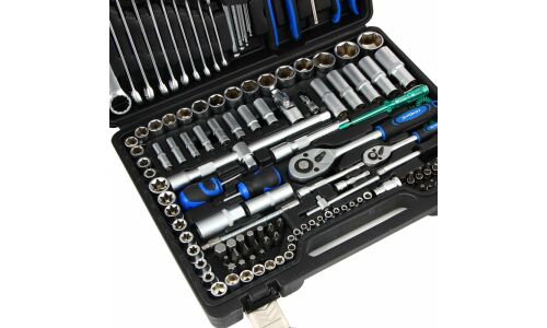 Набор инструментов Рокот, с трещоткой, под размеры 1/2, 1/4", комплект 140 предметов, арт. 736-206