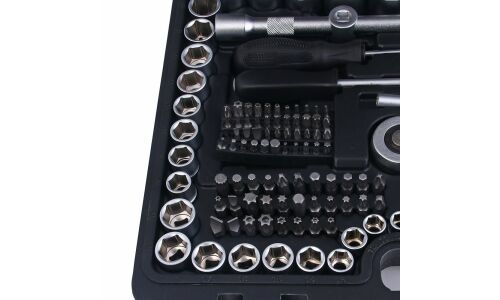 Набор инструментов Рокот, с трещоткой, под размер 1/4, 3/8", комплект 216 предметов, арт. 736-207