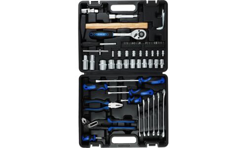 Набор инструментов Рокот, с трещоткой, под размеры 1/2, 1/4", комплект 66 предметов, арт. 736-124