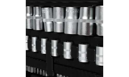 Набор инструментов Рокот, с трещоткой, под размеры 1/2, 1/4", комплект 66 предметов, арт. 736-124