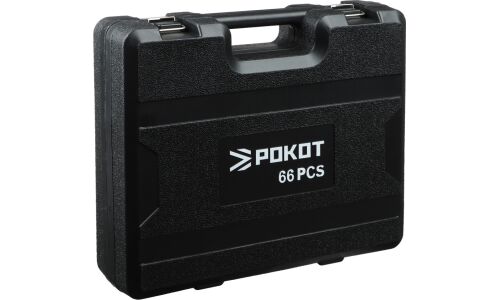 Набор инструментов Рокот, с трещоткой, под размеры 1/2, 1/4", комплект 66 предметов, арт. 736-124