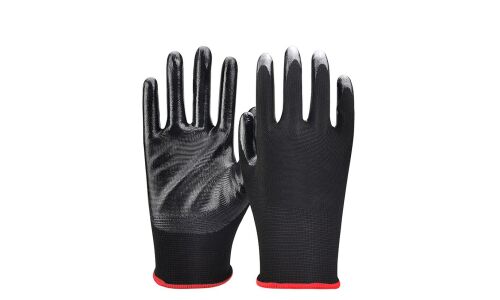 Перчатки нейлоновые, с латексным обливом, черный цвет, размер L, арт. NL-40G