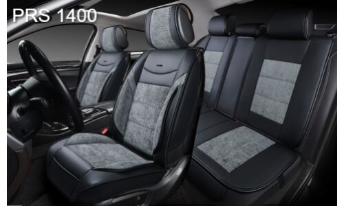 Чехлы Autopremier Prestige 5D, для переднего и заднего ряда, экокожа и букле, серый цвет, 5 предметов, арт. PRS1400