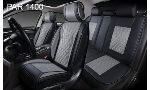 Чехлы Autopremier Paradise 5D, для переднего и заднего ряда, экокожа и алькантара, серый цвет, 5 предметов, арт. PAR1400