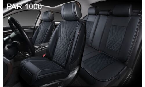 Чехлы Autopremier Paradise 5D, для переднего и заднего ряда, экокожа и алькантара, черный цвет, 5 предметов, арт. PAR1000