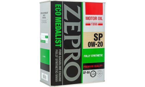 Масло моторное Zepro Eco Medalist 0w20, синтетическое, API SP, ILSAC GF-6A, для бензинового двигателя, 4л, арт. 4250-004-0