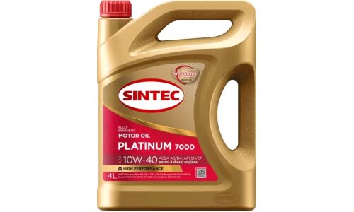 Масло моторное Sintec Platinum 7000 10w40, синтетическое, API SN/CF, ACEA A3/B4, универсальное, 4л, арт. 600167