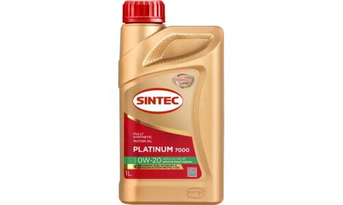 Масло моторное Sintec Platinum 7000 0w20, синтетическое, API SP, ACEA C5, универсальное, 1л, арт. 104154