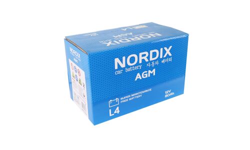 Аккумулятор Nordix LN4/L4(H7) L, 80Ач, CCA 800А, необслуживаемый, технология AGM