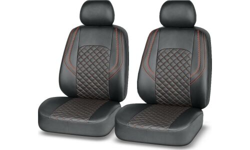 Чехлы AUTOPREMIER GRAND, Передние, Экокожа/стеганый ромб, 6 предм., черный/красн.нить (1/10)