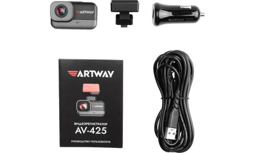 Видеорегистратор ARTWAY AV-425 FullHD, 1920х1080, обзор 170°, экран 1.4", WiFi, G-сенсор (датчик удара), 1 камера