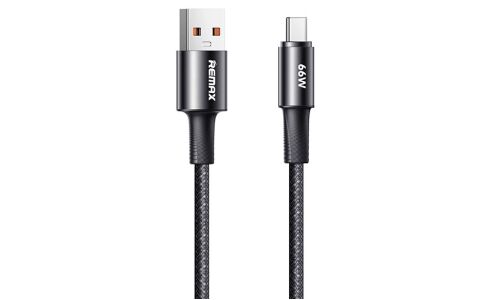 Кабель для мобильных устройств Remax Braided Alloy Cable, с USB на USB Type-C, 1.2м, 66Вт, чёрный, арт. CB23-66W