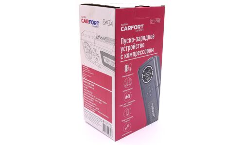 Портативное пусковое устройство Carfort, с функцией Power Bank, 10000мАч, 12В, ток пуска 2000А, 2xUSB порта, с фонариком, встроенный компрессор, арт. CFS-500