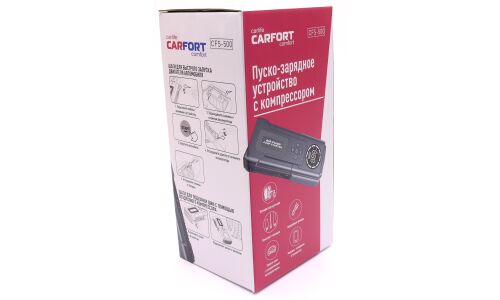 Портативное пусковое устройство Carfort, с функцией Power Bank, 10000мАч, 12В, ток пуска 2000А, 2xUSB порта, с фонариком, встроенный компрессор, арт. CFS-500