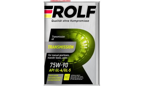 Масло трансмиссионное Rolf Transmission 75w90, синтетическое, API GL-4/GL-5, для МКПП и дифференциалов, 4л, арт. 323140