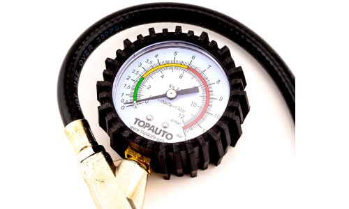 Пистолет для накачки шин TopAuto, с аналоговым манометром до 12атм, арт. 14444