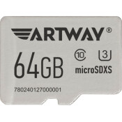 Карта памяти Artway microSDXS, 64Гб, класс 10, 100Мб/с, арт. SDAWU3S2/64GB