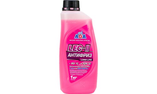 Антифриз AGA LEC-II Long Life, P-OAT, розовый, -50°C, 1кг, арт. AGA318LL