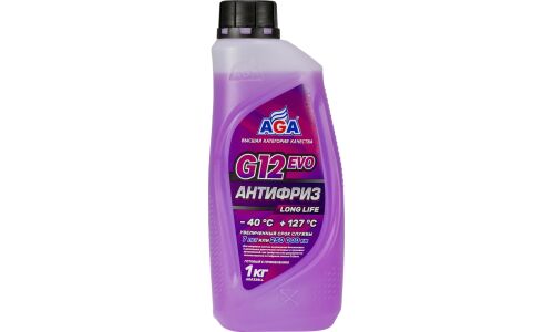 Антифриз AGA Long Life, G12evo, PSi-OAT, фиолетовый, -50°C, 1кг, арт. AGA328LL