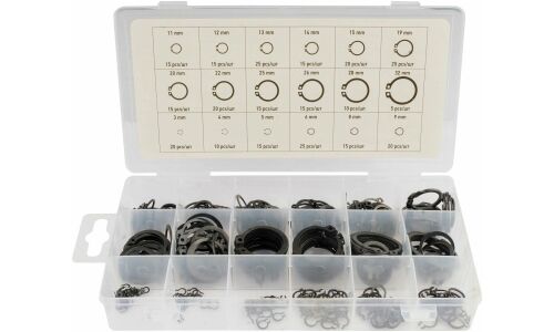 Кольца стопорные Автодело, внешние, 3-32мм, набор 300 шт, в кейсе, арт. 45531