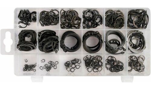 Кольца стопорные Автодело, внешние, 3-32мм, набор 300 шт, в кейсе, арт. 45531