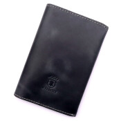 Бумажник водительский Premier с отделением для карт, паспорта (5 карманов) из чёрной натуральной кожи (пулап, винтаж), арт. ОВ-2 (№30)