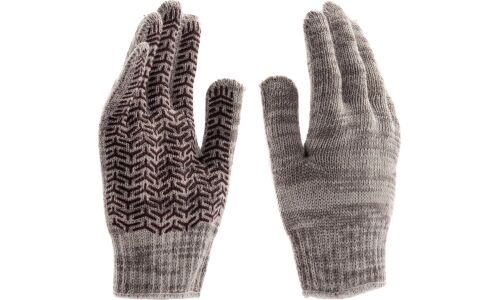 Перчатки хлопчатобумажные Сибртех, с ПВХ покрытием, серые, 7 класс вязки, размер XL, 1 пара, арт. 68182