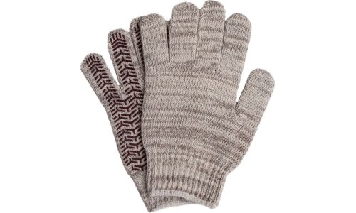 Перчатки хлопчатобумажные Сибртех, с ПВХ покрытием, серые, 7 класс вязки, размер XL, 1 пара, арт. 68182