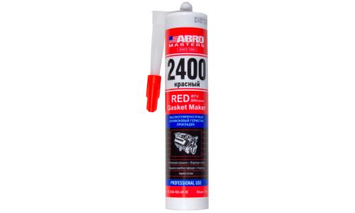 Герметик-прокладка ABRO Masters 2400 RTV Silicone Gasket Maker, термостойкий, красный, картридж 310мл, арт. SS-2400-RED-AM-RE