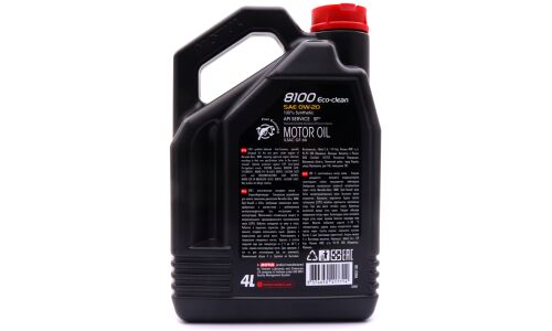 Масло моторное Motul 8100 Eco-Clean 0w20, синтетическое, API SP, ILSAC GF-6A, ACEA C5/C6, для бензинового двигателя, 4л, арт. 113219